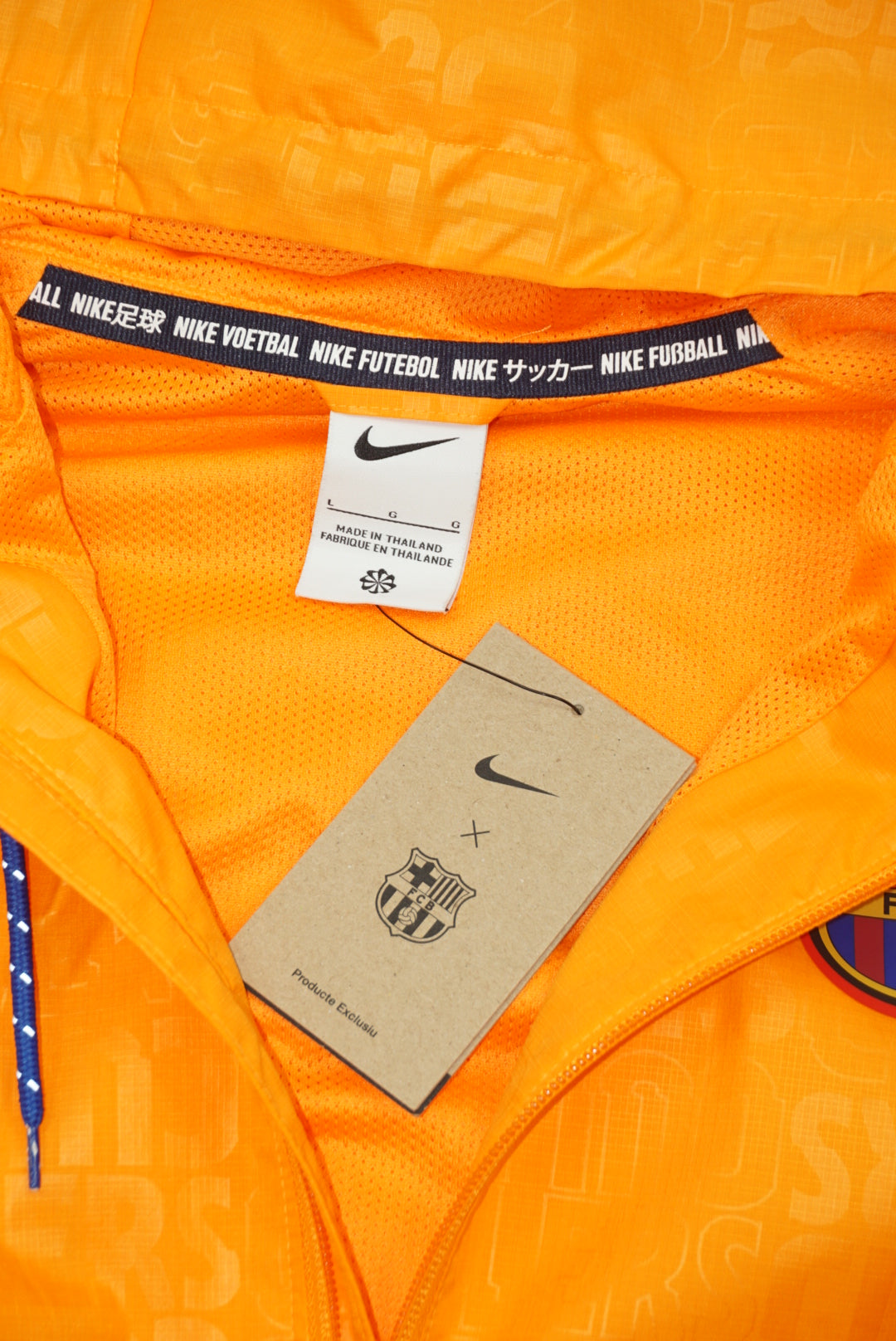 Nike × FC Barcelona Orange Hooded Jacket