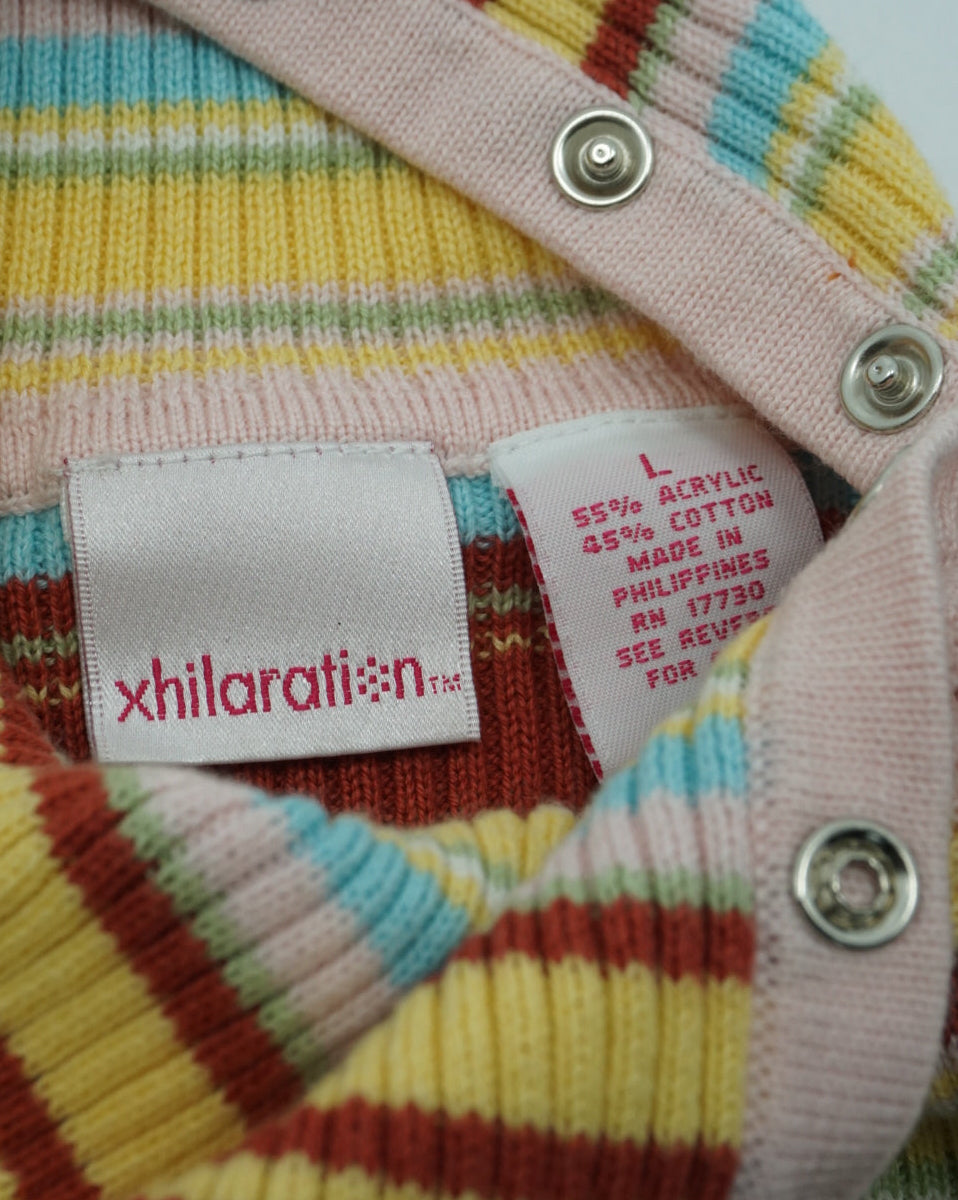 xhiliration / Pastel Multi Border Turtle Neck Knit