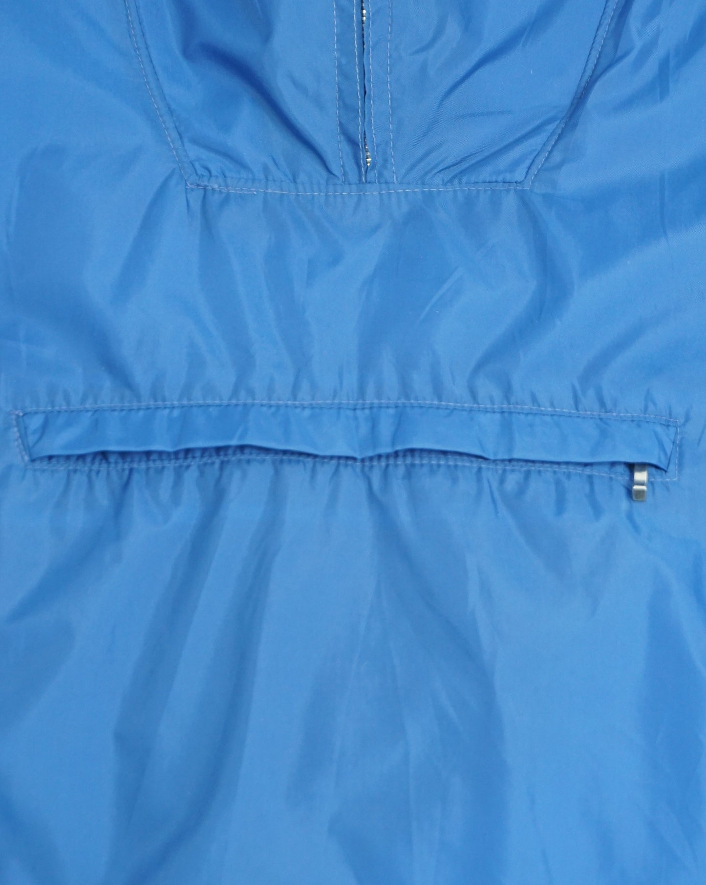 Blue Nylon Hooded Anorak Pullover Jacket