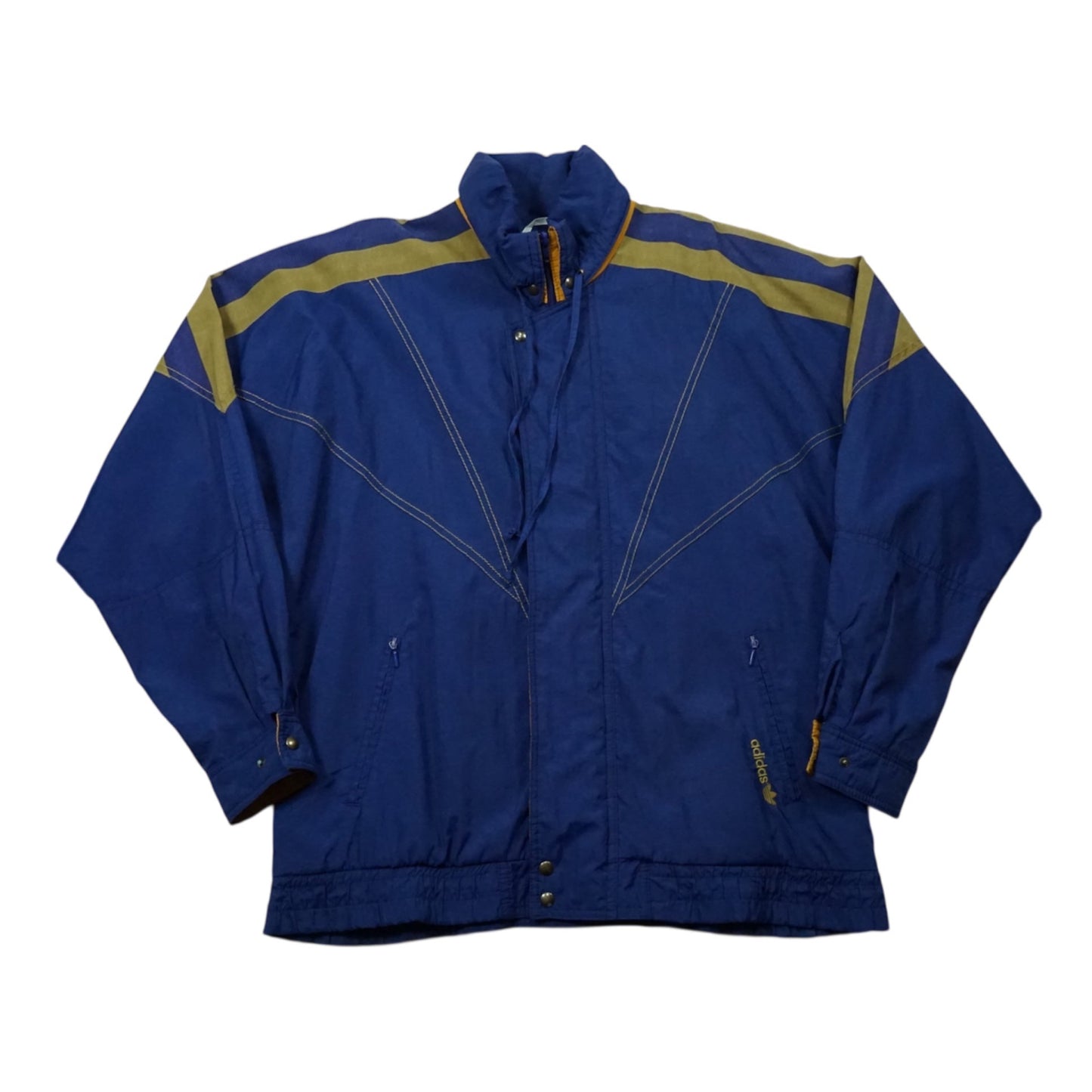adidas Track-Style Nylon Jacket – Royal Blue × Gold (XL)