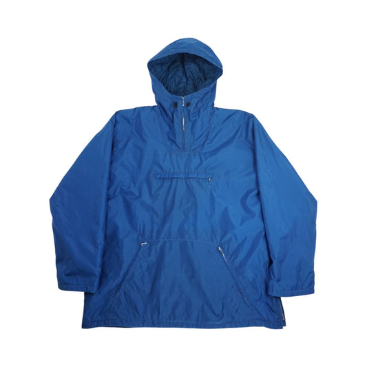 Blue Nylon Hooded Anorak Pullover Jacket