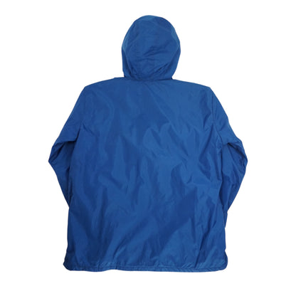 Blue Nylon Hooded Anorak Pullover Jacket