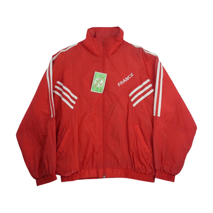 France Print Red Track Zip Jacket with Stripe Detail